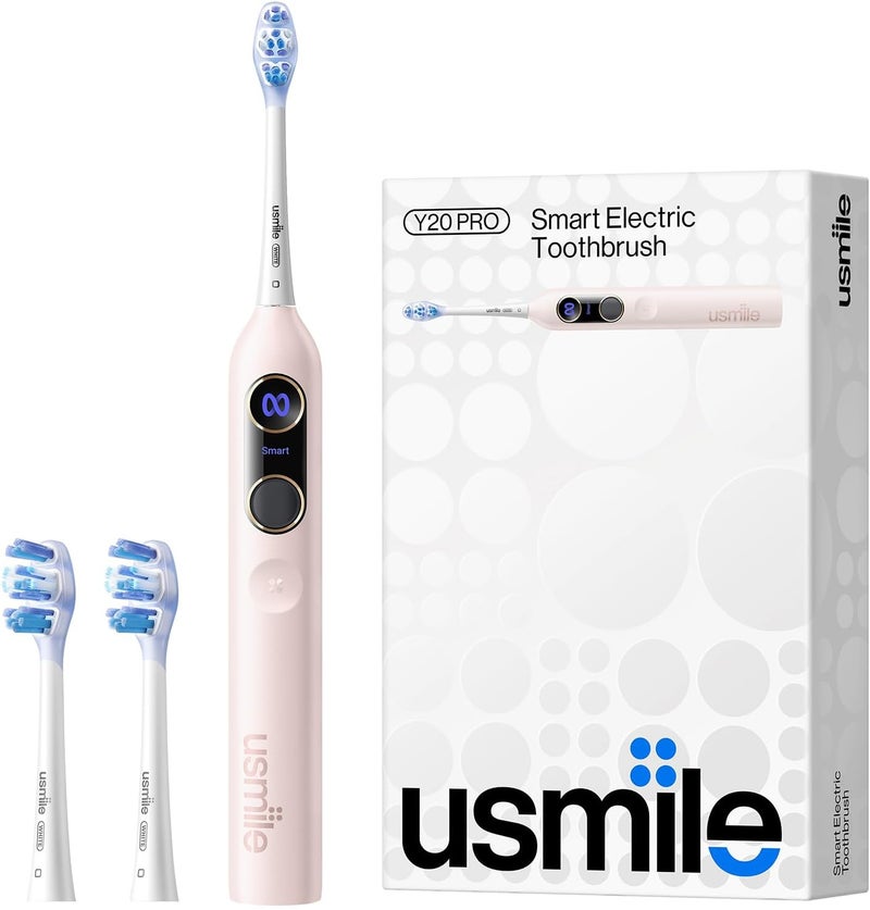 usmile Y20PRO Electric Toothbrush, AI-Powered Smart Toothbrush with AM/PM Auto Mode, 4 Brushing Modes, 90-Day Battery, App Control, Real-Time 3D Map, 2 Brush Heads Included(Sakura Pink) - Image 1